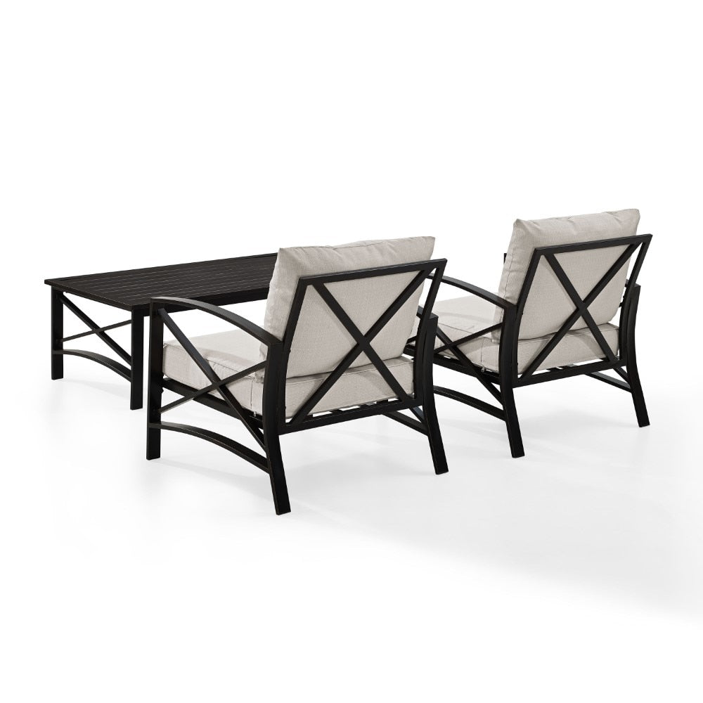 Crosley Furniture - Kaplan 3 Pc Outdoor Seating Set With Oatmeal Cushion - Two Outdoor Chairs, Coffee Table - KO60012BZ-OL veiw 5