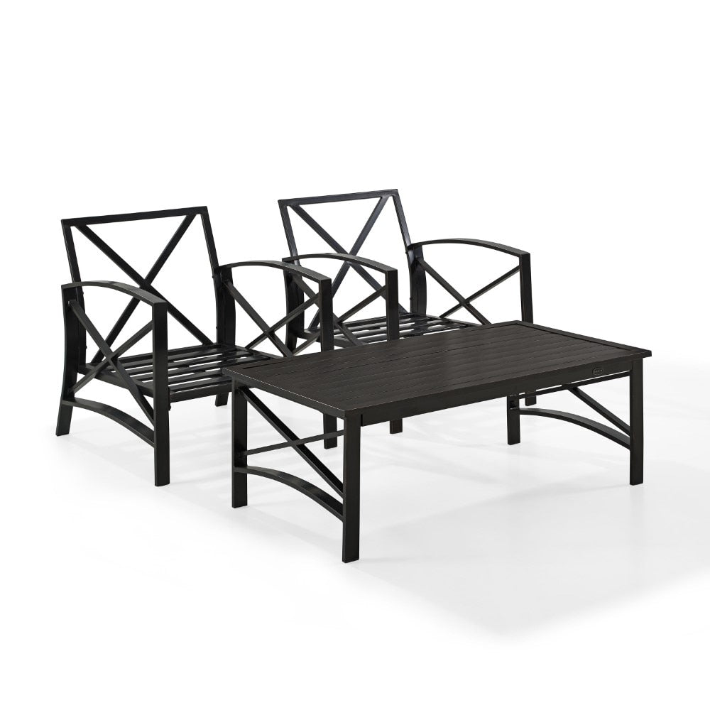 Crosley Furniture - Kaplan 3 Pc Outdoor Seating Set With Oatmeal Cushion - Two Outdoor Chairs, Coffee Table - KO60012BZ-OL veiw 6