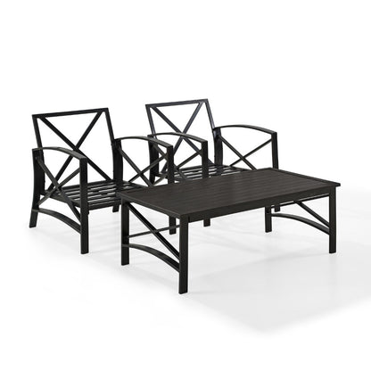 Crosley Furniture - Kaplan 3 Pc Outdoor Seating Set With Oatmeal Cushion - Two Outdoor Chairs, Coffee Table - KO60012BZ-OL veiw 6