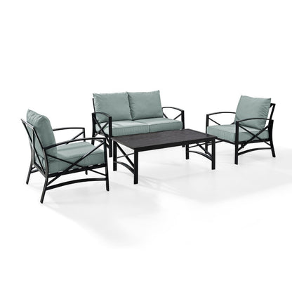 Crosley Furniture - Kaplan 4 Pc Outdoor Seating Set With Mist Cushion - Loveseat, Two Chairs, Coffee Table - KO60009BZ-MI veiw 1
