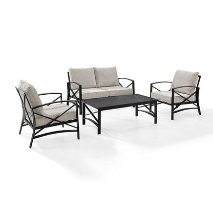 Crosley Furniture - Kaplan 4 Pc Outdoor Seating Set With Oatmeal Cushion - Loveseat, Two Chairs, Coffee Table - KO60009BZ-OL veiw 1