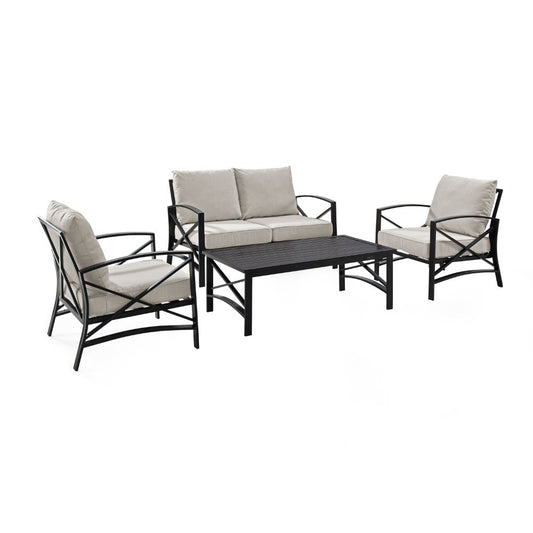 Crosley Furniture - Kaplan 4 Pc Outdoor Seating Set With Oatmeal Cushion - Loveseat, Two Chairs, Coffee Table - KO60009BZ-OL veiw 2