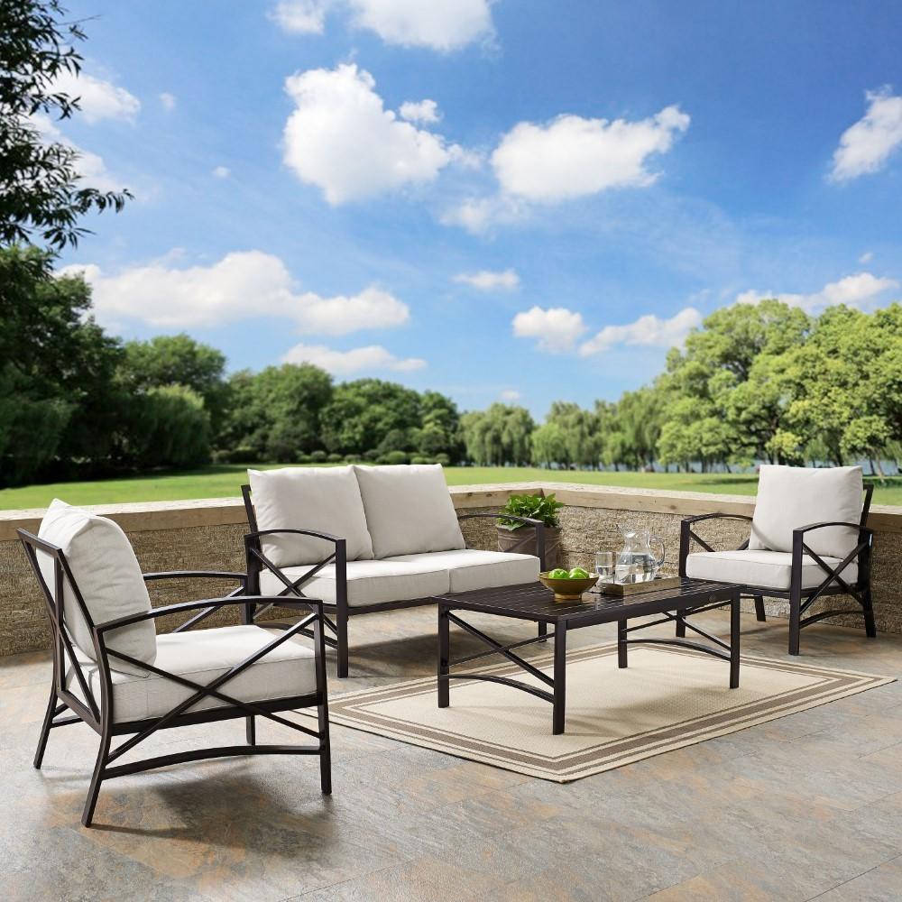 Crosley Furniture - Kaplan 4 Pc Outdoor Seating Set With Oatmeal Cushion - Loveseat, Two Chairs, Coffee Table - KO60009BZ-OL veiw 3