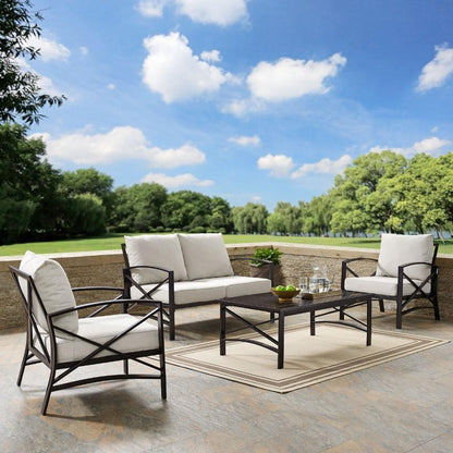 Crosley Furniture - Kaplan 4 Pc Outdoor Seating Set With Oatmeal Cushion - Loveseat, Two Chairs, Coffee Table - KO60009BZ-OL veiw 3