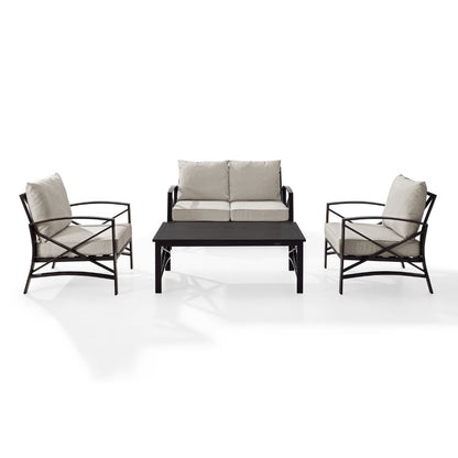 Crosley Furniture - Kaplan 4 Pc Outdoor Seating Set With Oatmeal Cushion - Loveseat, Two Chairs, Coffee Table - KO60009BZ-OL veiw 4