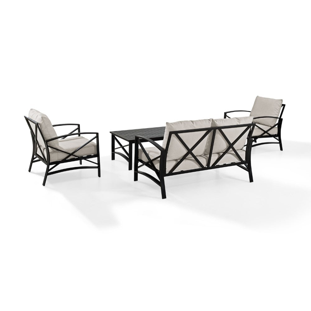 Crosley Furniture - Kaplan 4 Pc Outdoor Seating Set With Oatmeal Cushion - Loveseat, Two Chairs, Coffee Table - KO60009BZ-OL veiw 5