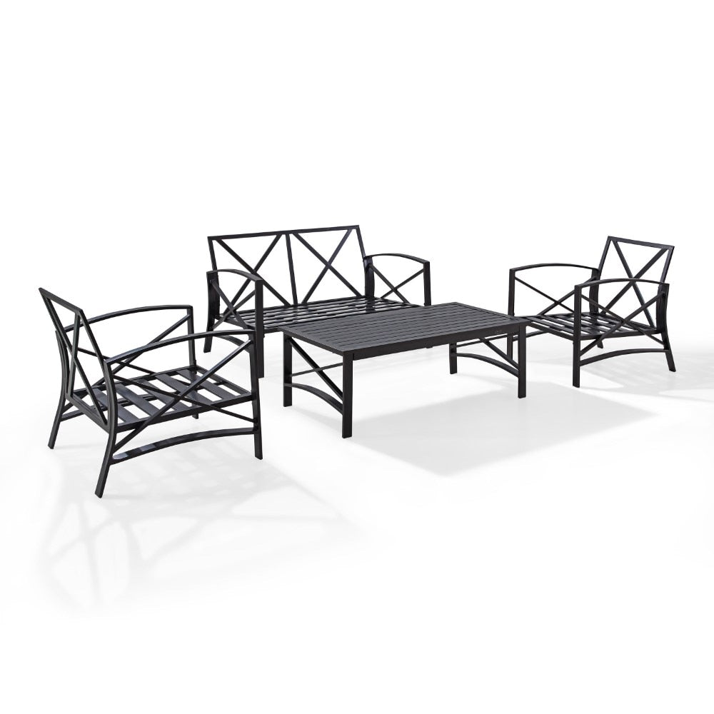 Crosley Furniture - Kaplan 4 Pc Outdoor Seating Set With Oatmeal Cushion - Loveseat, Two Chairs, Coffee Table - KO60009BZ-OL veiw 6