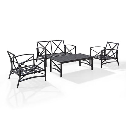 Crosley Furniture - Kaplan 4 Pc Outdoor Seating Set With Oatmeal Cushion - Loveseat, Two Chairs, Coffee Table - KO60009BZ-OL veiw 6