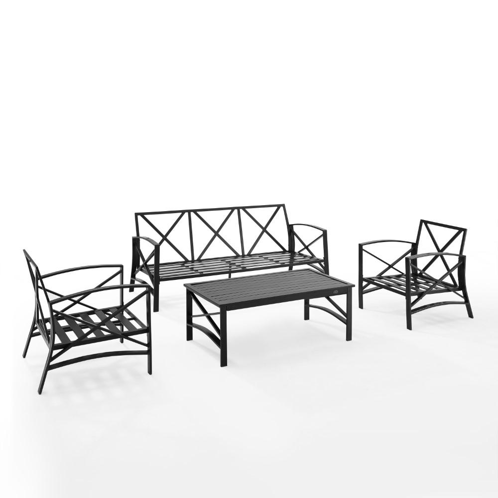 Crosley Furniture - Kaplan 4 Piece Outdoor Sofa Set Mist/Oil Rubbed Bronze - Sofa, Coffee Table, & 2 Arm Chairs - KO60028BZ-MI veiw 4