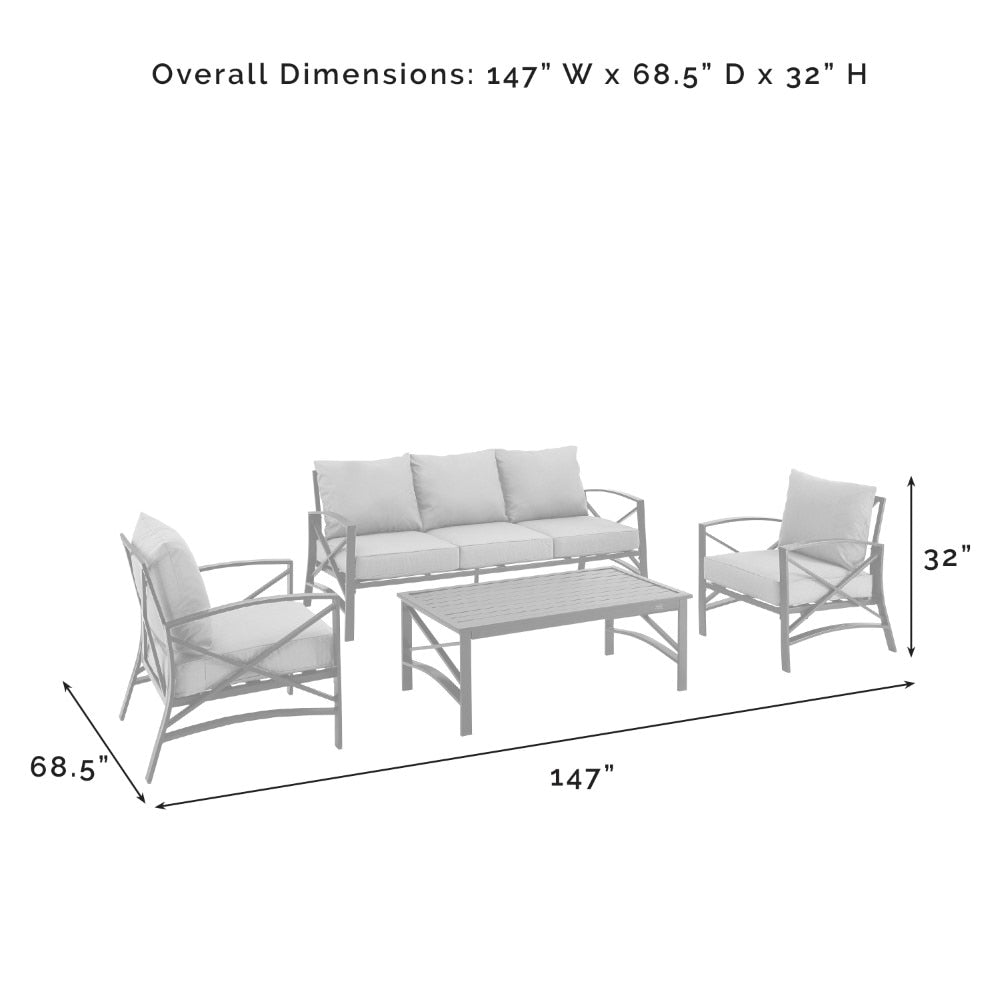 Crosley Furniture - Kaplan 4 Piece Outdoor Sofa Set Mist/Oil Rubbed Bronze - Sofa, Coffee Table, & 2 Arm Chairs - KO60028BZ-MI veiw 6