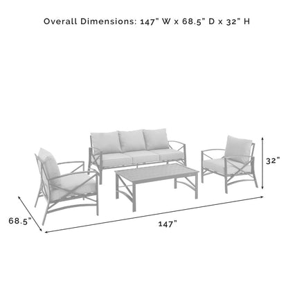 Crosley Furniture - Kaplan 4 Piece Outdoor Sofa Set Mist/Oil Rubbed Bronze - Sofa, Coffee Table, & 2 Arm Chairs - KO60028BZ-MI veiw 6