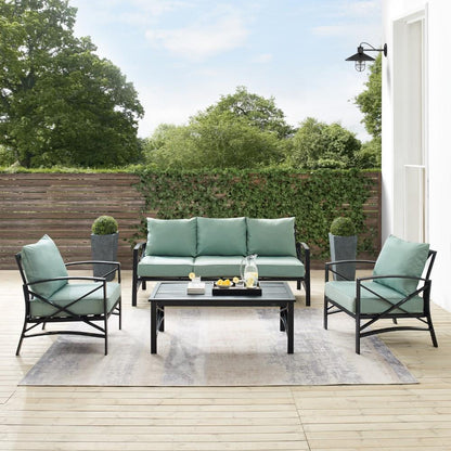 Crosley Furniture - Kaplan 4 Piece Outdoor Sofa Set Mist/Oil Rubbed Bronze - Sofa, Coffee Table, & 2 Arm Chairs - KO60028BZ-MI veiw 7