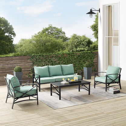 Crosley Furniture - Kaplan 4 Piece Outdoor Sofa Set Mist/Oil Rubbed Bronze - Sofa, Coffee Table, & 2 Arm Chairs - KO60028BZ-MI veiw 8