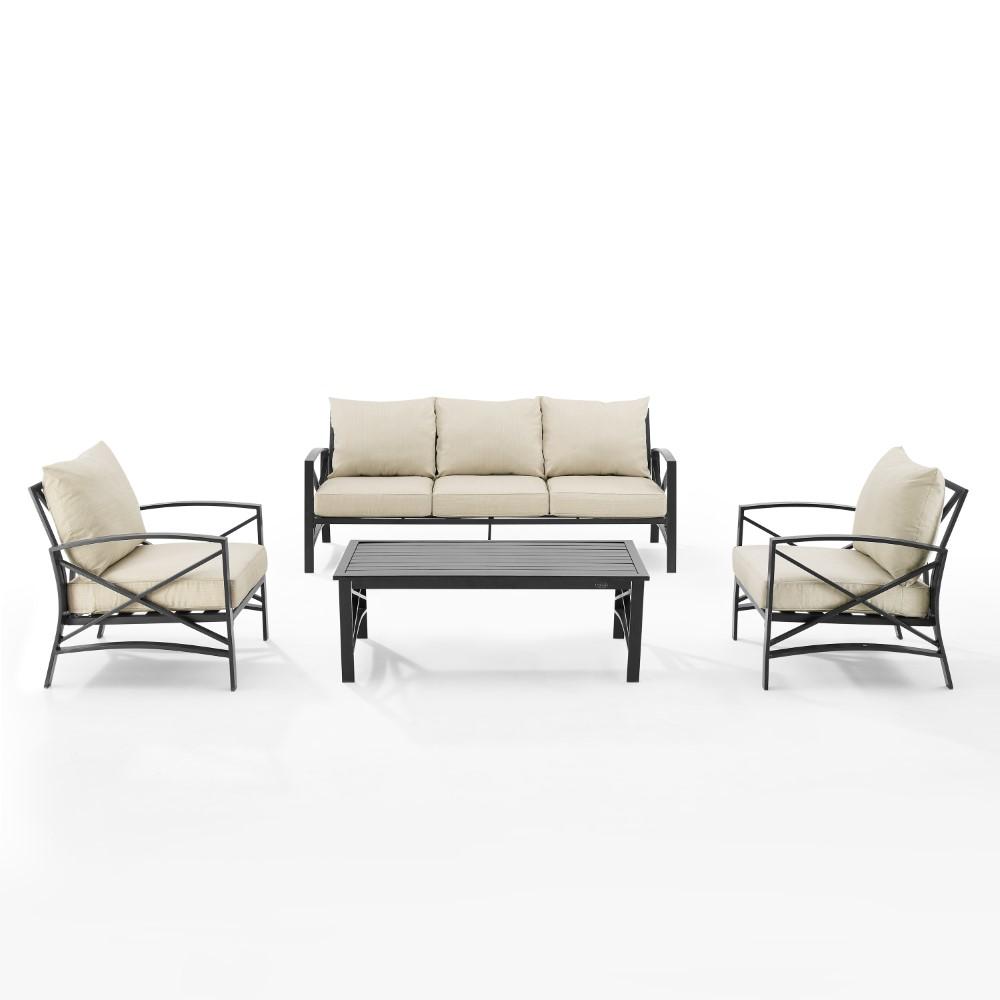 Crosley Furniture - Kaplan 4 Piece Outdoor Sofa Set Oatmeal/Oil Rubbed Bronze - Sofa, Coffee Table, & 2 Arm Chairs - KO60028BZ-OL veiw 2