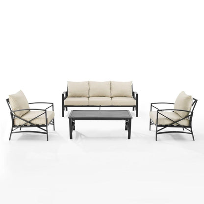 Crosley Furniture - Kaplan 4 Piece Outdoor Sofa Set Oatmeal/Oil Rubbed Bronze - Sofa, Coffee Table, & 2 Arm Chairs - KO60028BZ-OL veiw 2