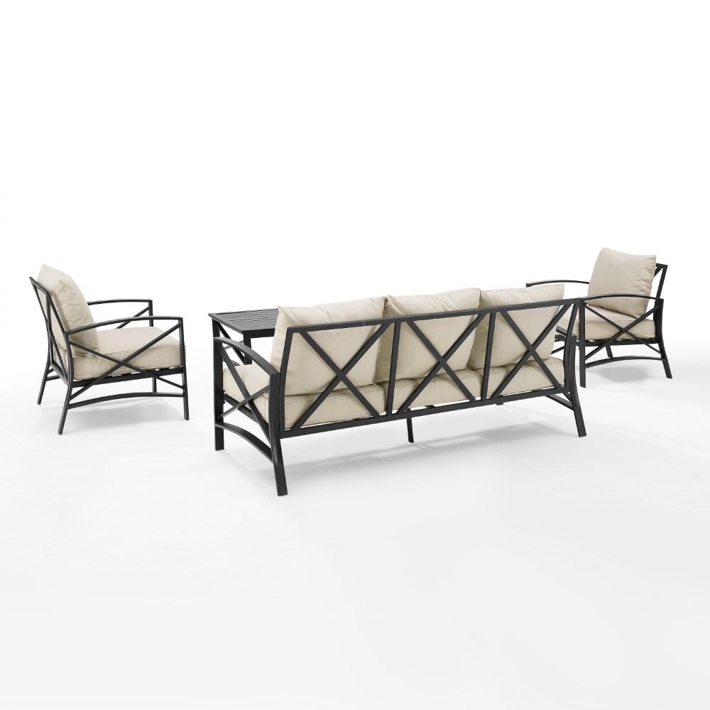 Crosley Furniture - Kaplan 4 Piece Outdoor Sofa Set Oatmeal/Oil Rubbed Bronze - Sofa, Coffee Table, & 2 Arm Chairs - KO60028BZ-OL veiw 3
