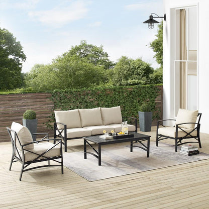 Crosley Furniture - Kaplan 4 Piece Outdoor Sofa Set Oatmeal/Oil Rubbed Bronze - Sofa, Coffee Table, & 2 Arm Chairs - KO60028BZ-OL veiw 8