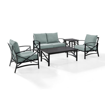 Crosley Furniture - Kaplan 5 Pc Outdoor Seating Set With Mist Cushion - Loveseat, Two Chairs, Coffee Table, Side Table - KO60015BZ-MI veiw 1