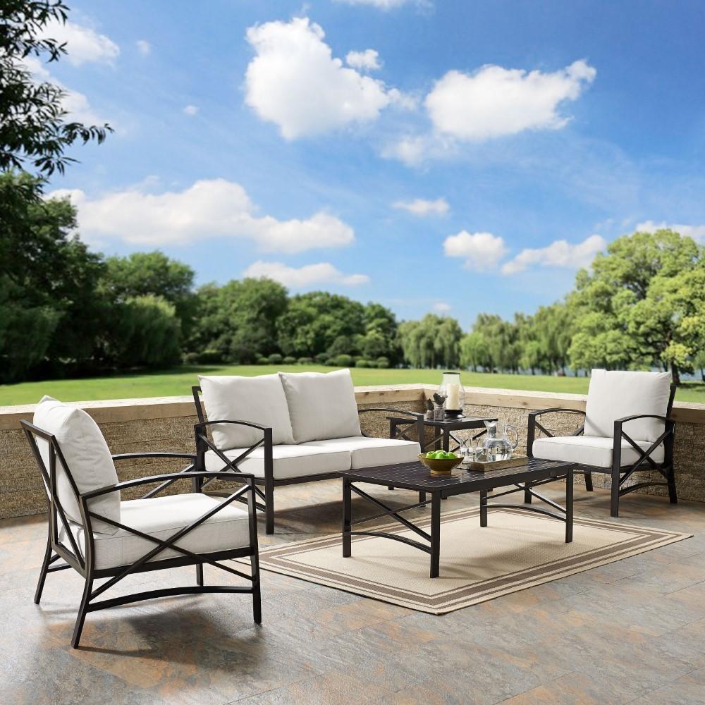 Crosley Furniture - Kaplan 5 Pc Outdoor Seating Set With Oatmeal Cushion - Loveseat, Two Chairs, Coffee Table, Side Table - KO60015BZ-OL veiw 3