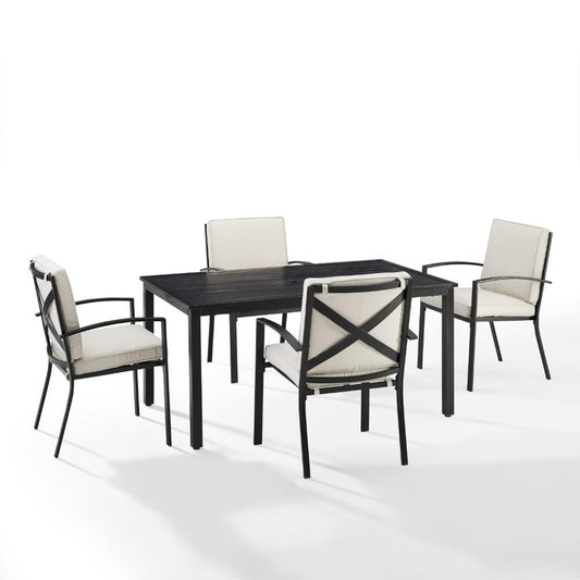 Crosley Furniture - Kaplan 5 Piece Outdoor Dining Set Oatmeal/Oil Rubbed Bronze - Table & 4 Chairs - KO60019BZ-OL view 1
