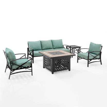 Crosley Furniture - Kaplan 5 Piece Outdoor Sofa Set With Fire Table Mist/Oil Rubbed Bronze - Sofa, Side Table, Fire Table, & 2 Chairs - KO60034BZ-MI view 1