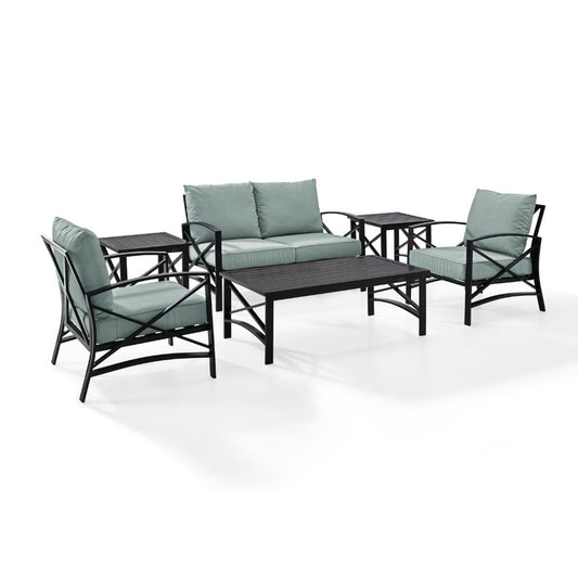 Crosley Furniture - Kaplan 6 Pc Outdoor Seating Set With Mist Cushion - Loveseat, Two Chairs, Two Side Tables, Coffee Table - KO60017BZ-MI veiw 1