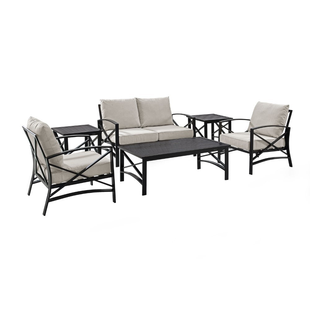 Crosley Furniture - Kaplan 6 Pc Outdoor Seating Set With Oatmeal Cushion - Loveseat, Two Chairs, Two Side Tables, Coffee Table - KO60017BZ-OL veiw 2