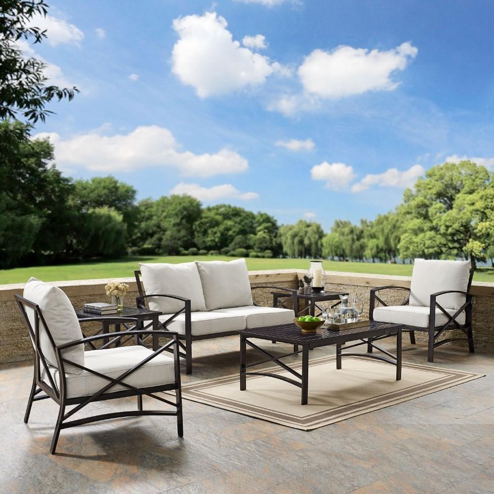 Crosley Furniture - Kaplan 6 Pc Outdoor Seating Set With Oatmeal Cushion - Loveseat, Two Chairs, Two Side Tables, Coffee Table - KO60017BZ-OL veiw 3