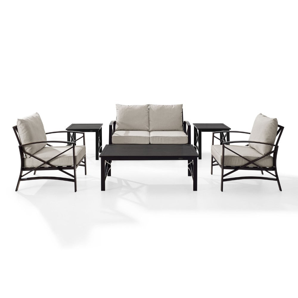 Crosley Furniture - Kaplan 6 Pc Outdoor Seating Set With Oatmeal Cushion - Loveseat, Two Chairs, Two Side Tables, Coffee Table - KO60017BZ-OL veiw 4