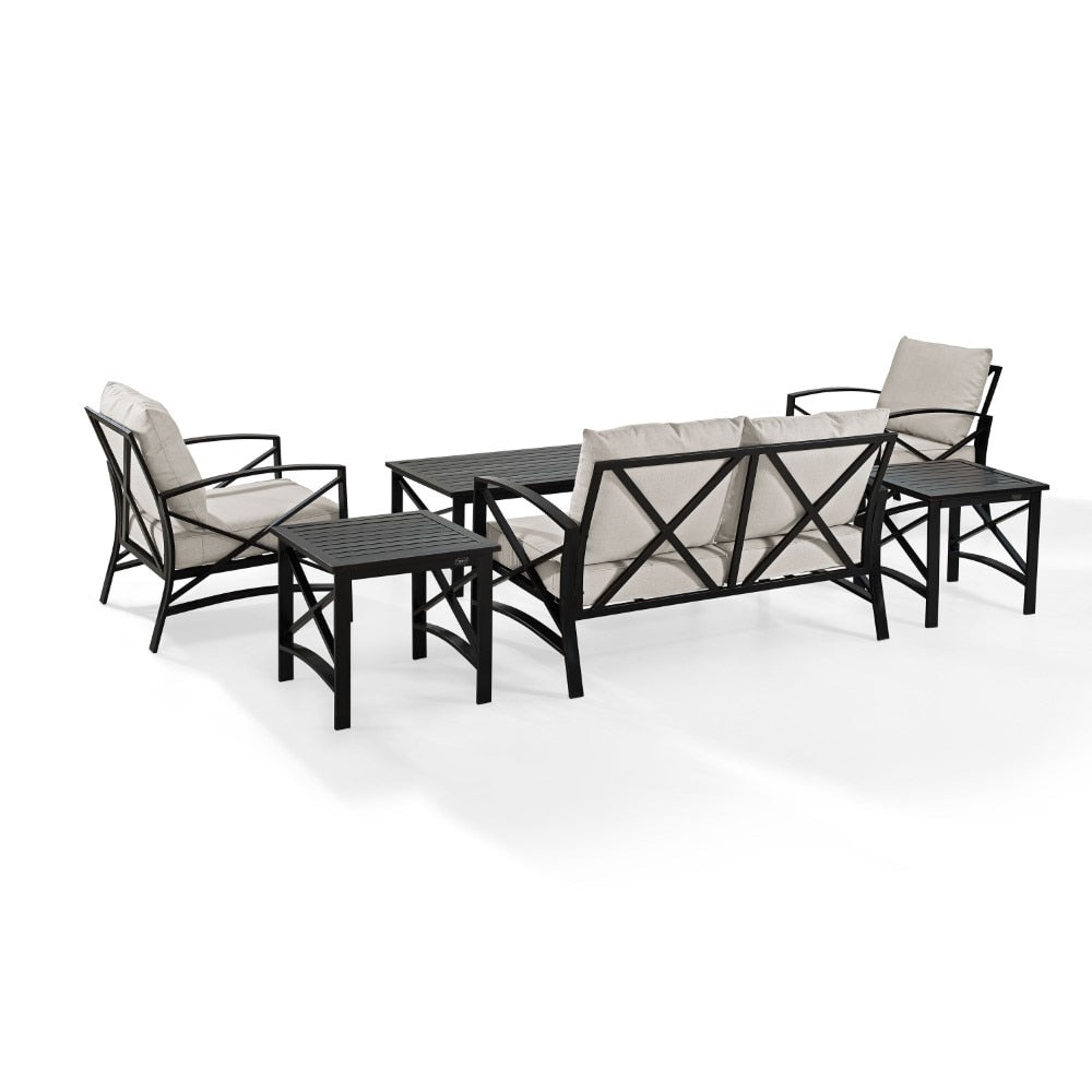 Crosley Furniture - Kaplan 6 Pc Outdoor Seating Set With Oatmeal Cushion - Loveseat, Two Chairs, Two Side Tables, Coffee Table - KO60017BZ-OL veiw 5