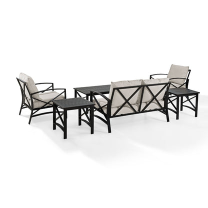 Crosley Furniture - Kaplan 6 Pc Outdoor Seating Set With Oatmeal Cushion - Loveseat, Two Chairs, Two Side Tables, Coffee Table - KO60017BZ-OL veiw 5