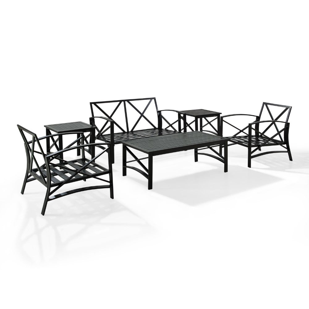 Crosley Furniture - Kaplan 6 Pc Outdoor Seating Set With Oatmeal Cushion - Loveseat, Two Chairs, Two Side Tables, Coffee Table - KO60017BZ-OL veiw 6