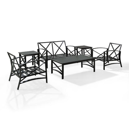 Crosley Furniture - Kaplan 6 Pc Outdoor Seating Set With Oatmeal Cushion - Loveseat, Two Chairs, Two Side Tables, Coffee Table - KO60017BZ-OL veiw 6