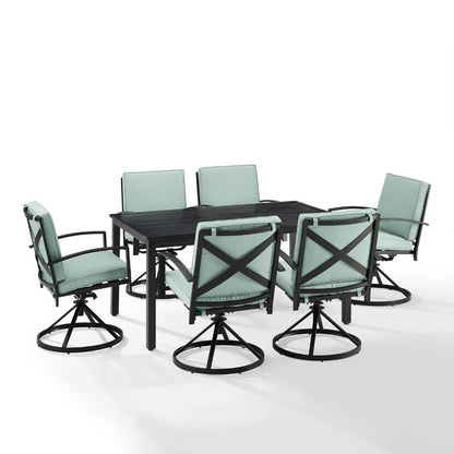 Crosley Furniture - Kaplan 7 Piece Outdoor Dining Set Mist/Oil Rubbed Bronze - Table & 6 Swivel Chairs - KO60022BZ-MI view 1
