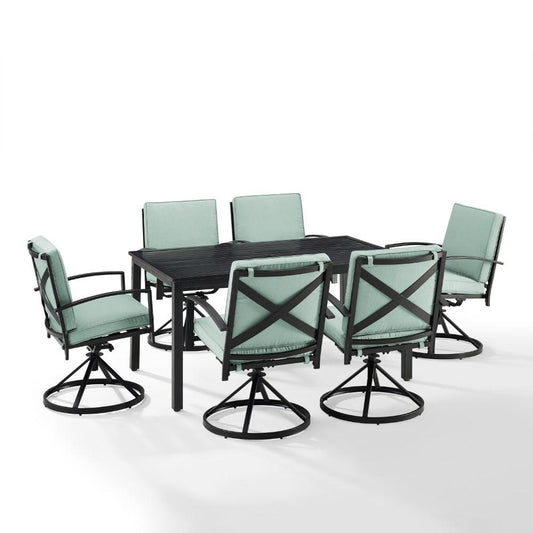Crosley Furniture - Kaplan 7 Piece Outdoor Dining Set Mist/Oil Rubbed Bronze - Table & 6 Swivel Chairs - KO60022BZ-MI view 1