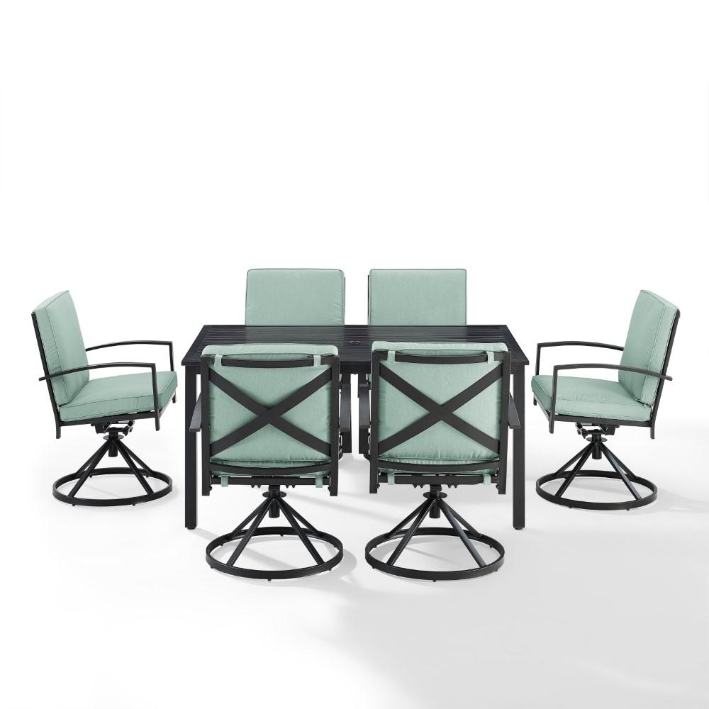Crosley Furniture - Kaplan 7 Piece Outdoor Dining Set Mist/Oil Rubbed Bronze - Table & 6 Swivel Chairs - KO60022BZ-MI view 2