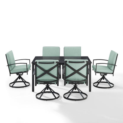Crosley Furniture - Kaplan 7 Piece Outdoor Dining Set Mist/Oil Rubbed Bronze - Table & 6 Swivel Chairs - KO60022BZ-MI view 2