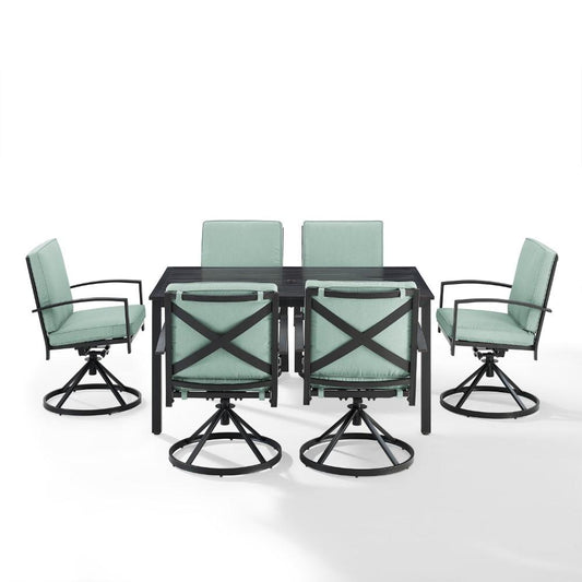 Crosley Furniture - Kaplan 7 Piece Outdoor Dining Set Mist/Oil Rubbed Bronze - Table & 6 Swivel Chairs - KO60022BZ-MI view 2