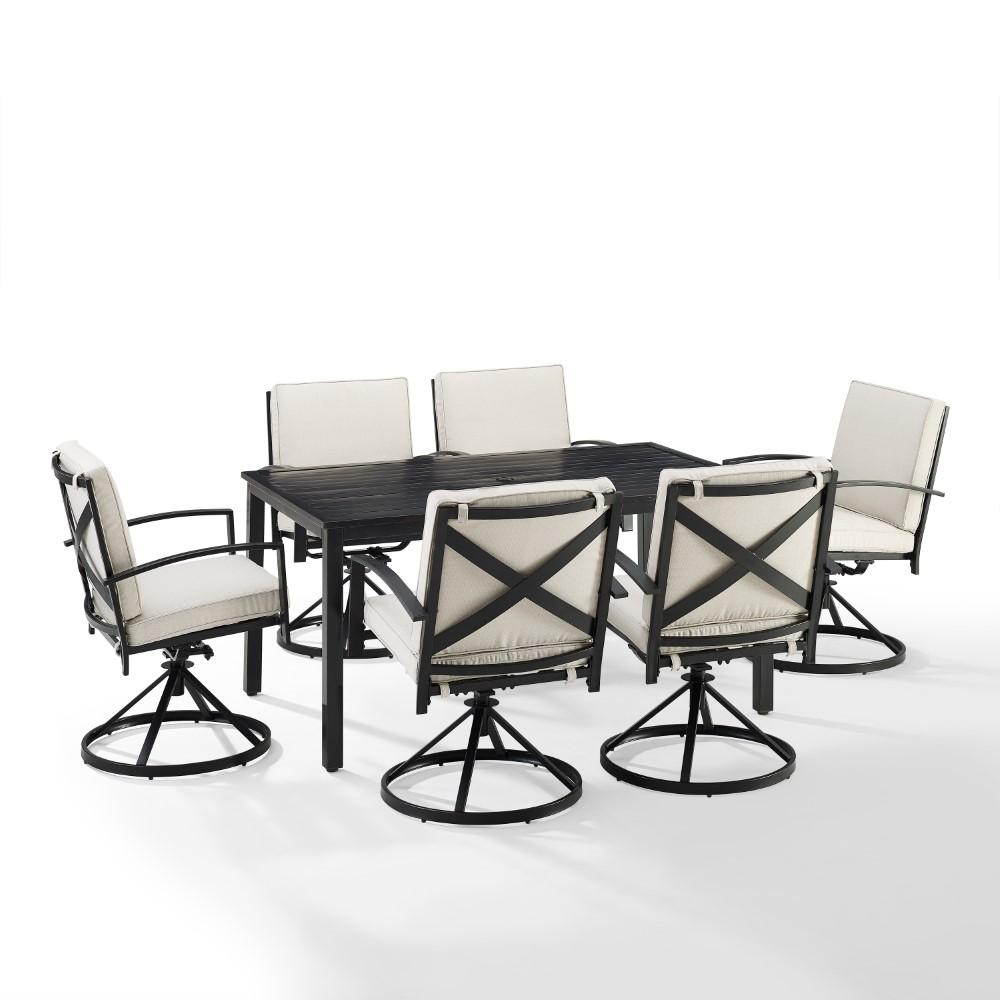 Crosley Furniture - Kaplan 7 Piece Outdoor Dining Set Oatmeal/Oil Rubbed Bronze - Table & 6 Swivel Chairs - KO60022BZ-OL view 1