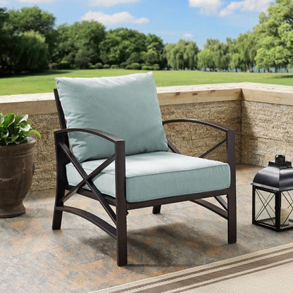 Crosley Furniture - Kaplan Arm Chair in Oiled Bronze With Mist Cushion - KO60007BZ-MI veiw 2
