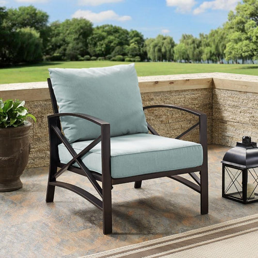 Crosley Furniture - Kaplan Arm Chair in Oiled Bronze With Mist Cushion - KO60007BZ-MI veiw 2