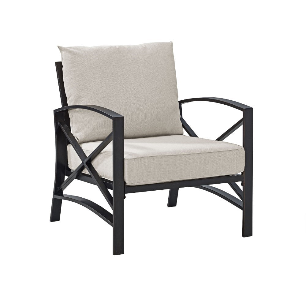 Crosley Furniture - Kaplan Arm Chair in Oiled Bronze With Oatmeal Cushion - KO60007BZ-OL veiw 2