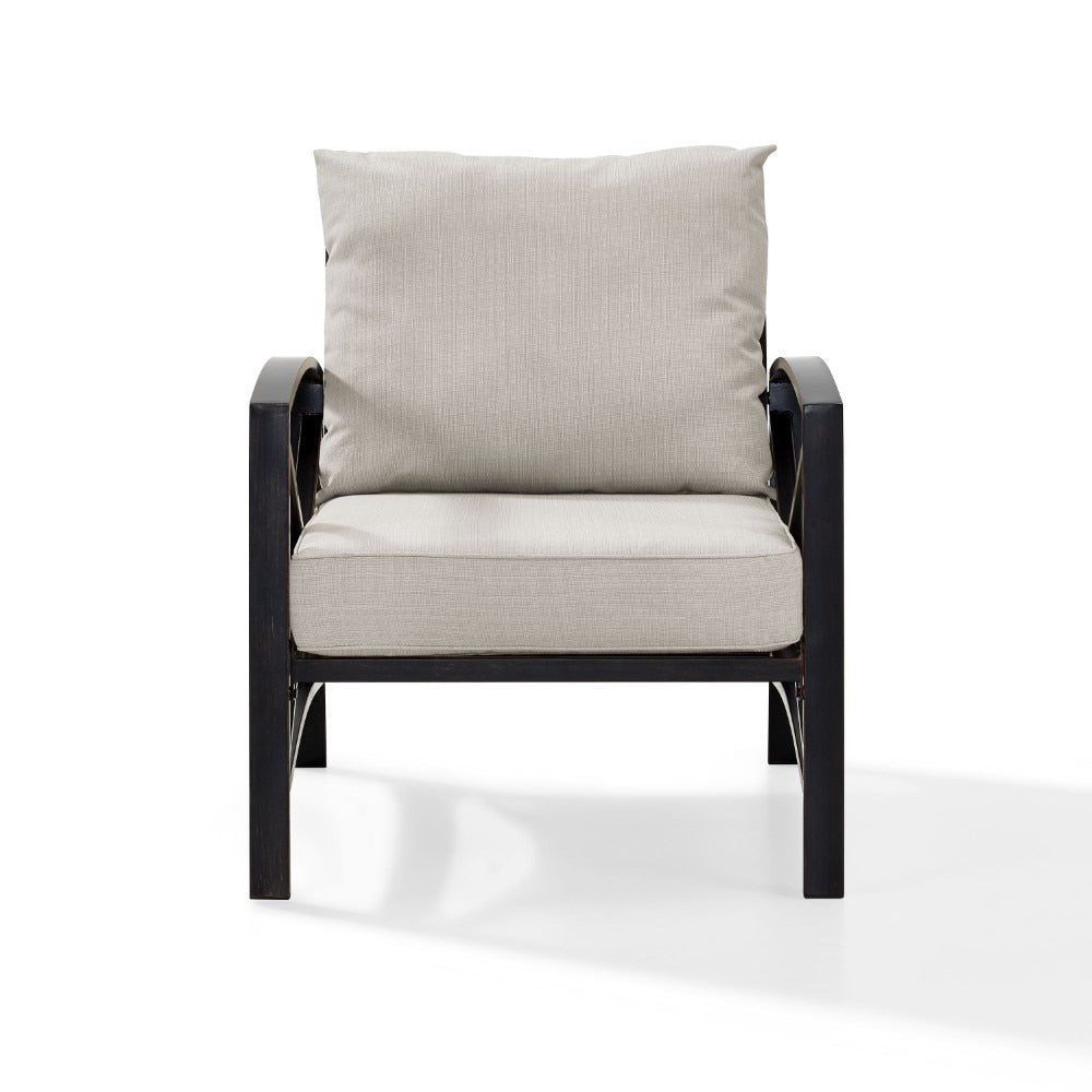 Crosley Furniture - Kaplan Arm Chair in Oiled Bronze With Oatmeal Cushion - KO60007BZ-OL veiw 4
