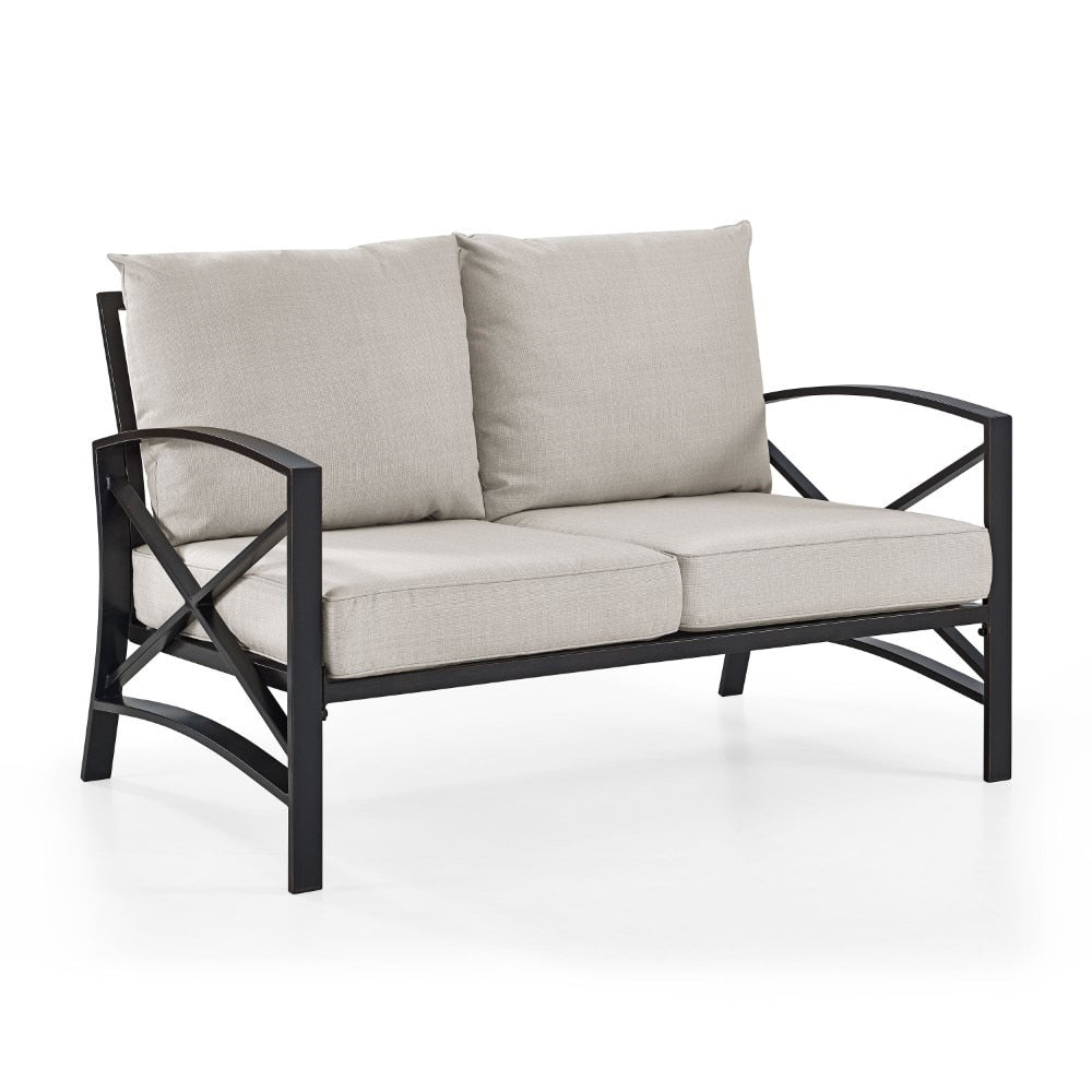 Crosley Furniture - Kaplan Loveseat in Oiled Bronze With Oatmeal Universal Cushion Cover - KO60008BZ-OL view 1