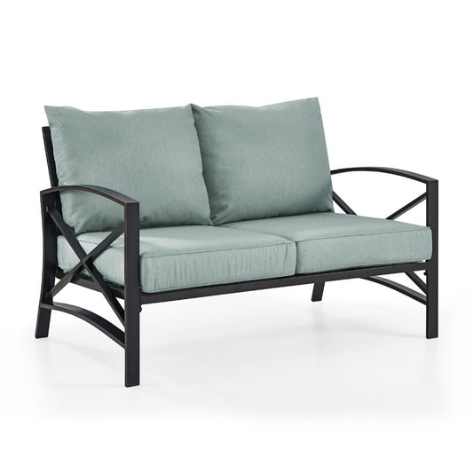 Crosley Furniture - Kaplan Loveseat in Oiled Bronze With Mist Universal Cushion Cover - KO60008BZ-MI veiw 1