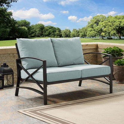Crosley Furniture - Kaplan Loveseat in Oiled Bronze With Mist Universal Cushion Cover - KO60008BZ-MI veiw 2