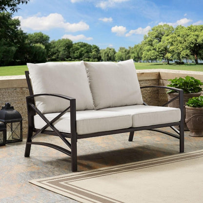 Crosley Furniture - Kaplan Loveseat in Oiled Bronze With Oatmeal Universal Cushion Cover - KO60008BZ-OL veiw 3