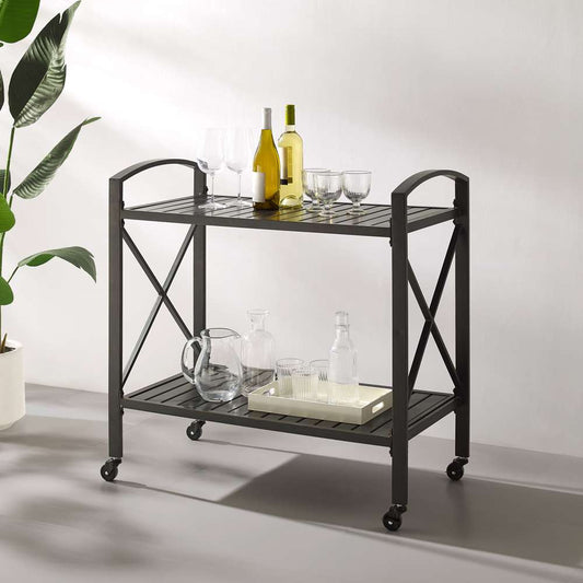 Crosley Furniture - Kaplan Outdoor Metal Bar Cart Oil Rubbed Bronze - CO7390-BZ view 1