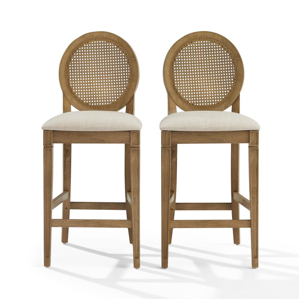 Crosley Furniture - Katia 2-Piece Upholstered Cane-Back Counter Stool Set - 2 Upholstered Cane-Back Counter Stools - CF503326DW-CR view 2