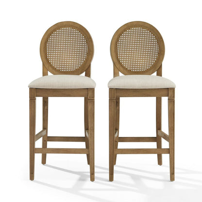 Crosley Furniture - Katia 2-Piece Upholstered Cane-Back Counter Stool Set - 2 Upholstered Cane-Back Counter Stools - CF503326DW-CR view 2